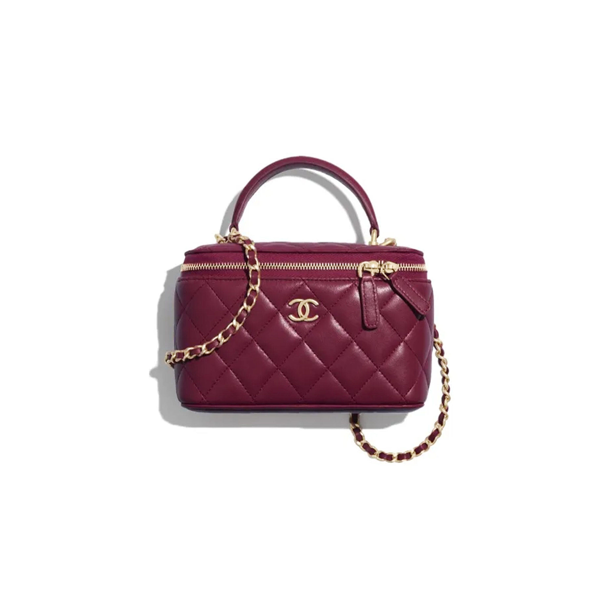 CHANEL VANITY WITH CHAIN LAMBSKIN BURGUNDY AP2199 (17*9.5*8cm)